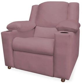 Poltrona Papai Manchester Reclinável Veludo Rose