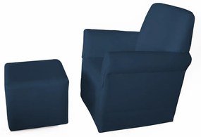 Poltrona Suzi Amamentação Balanço + Puff Suzi Suede Azul Marinho