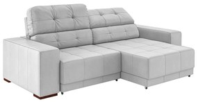 Sofá Sala de Estar Retrátil e Reclinável 3 Lugares Lisboa 210cm Couro Branco G58 - Gran Belo