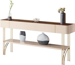 Aparador Decorativo Vivant MDP/MDF Pés de Aço Off White/Castanho G26 - HB Móveis