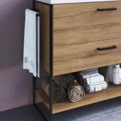Gabinete de Banheiro 80cm Industrial Com Cuba Zaqui Mel Z54 - Mpozenat