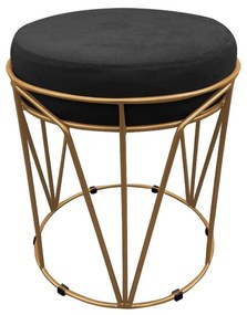 Kit 02 Puffs Multiuso com Mesa Babu 2 em 1 Suede Base Dourado D'Rossi - Preto
