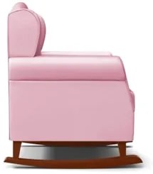 Poltrona de Amamentação Base Madeira Balanço Lucy Z39 Sintético Rosa -