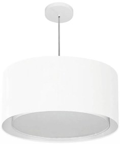 Lustre Pendente Cilíndrico Duplo Md-4288 Cúpula em Tecido 50x30cm Branco - Bivolt
