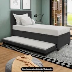Bicama Box Baú Solteirão 96x203cm Samy S05 Veludo Preto - Mpozenato