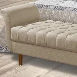 Divã Recamier Barcelona 150cm Linho Bege - Atraente Móveis