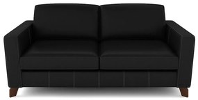 Sofá Sala de Estar Living 3 Lugares 200cm Presley Pés Madeira Couro Preto G52 - Gran Belo
