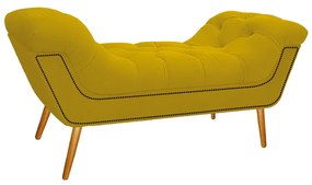 Kit Cabeceira e Calçadeira Veneza 100 cm Solteiro Suede Amarelo - ADJ Decor