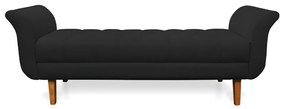 Recamier Olinda Veludo 160 cm Pés Chanfrado Castanhos - D'Rossi - Preto