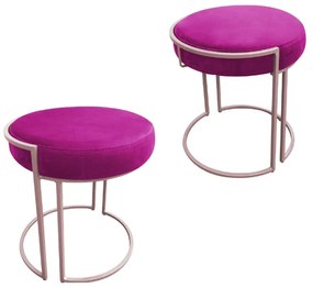 Puff Redondo Base Industrial Rosê Kit 2 Love Suede - Pink