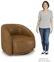 Poltrona Decorativa Orgânica Giratória Lya Z32 Sintético Marrom - Mpoz