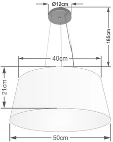 Lustre Pendente Cone Md-4048 Cúpula em Tecido 21/50x40cm Amarelo - Bivolt
