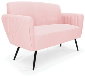 Sofá Namoradeira Pés Palito de Ferro Bruna Suede - D'Rossi - Rosa Bebê