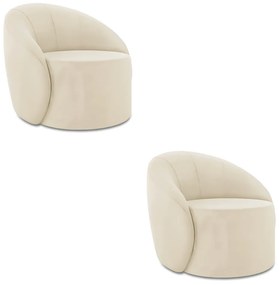 Poltrona Decorativa Orgânica Kit 2 Lua Veludo D03 - D'Rossi - Bege