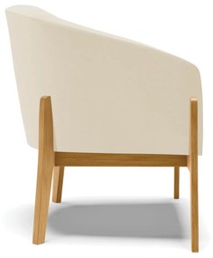 Poltrona Decorativa Base de Madeira Stella Linho Bege D03 - D'Rossi