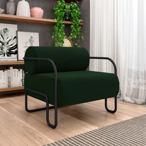 Kit 2 Poltronas Decorativas Sala de Estar Polatsk Base Industrial de Ferro Veludo Verde G33 - Gran Belo