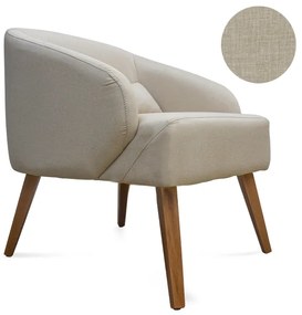 Poltrona Decorativa Lara Pés de Madeira Linho Bege - Sheep Estofados - Bege