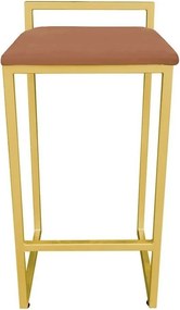 Conjunto 02 Banquetas Pietra Suede Base Dourado D03 - D'Rossi - Terra