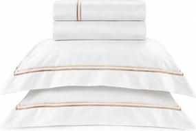 Jogo de Cama Literie Percal 200 Fios Grace Branco e Fendi - Queen  Queen