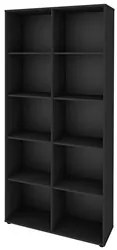 Mesa Escrivaninha em L Eron e Estante Livreiro 90x187cm Lean A06 Preto