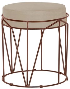 Puff Decorativo Sala de Estar Base Bronze Chloe Veludo Bege G41 - Gran Belo