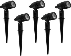 Kit 5 Espetos Led Abs Preto 3w 38° 3000k Ip65 Optical