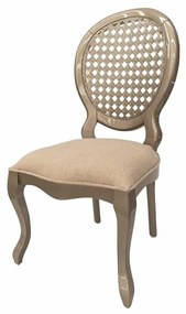 Cadeira Medalhão Adoriable Palha no Encosto - Fendi Lumière - Tecido Pisa Beige Kleiner