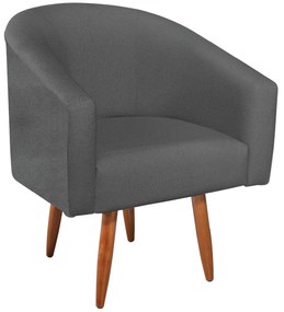 Poltrona Luiza Pés Palito Mel Linho Chumbo - ADJ Decor