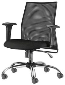 Cadeira Liss com Bracos Assento Courino Preto Base Semi Arcada Cromada - 54661 Sun House