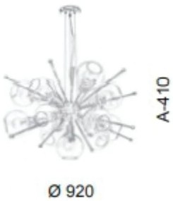 Pendente Com Globinho Aberto Ø92X41Cm 13 X E27 Metal E Globo Sputinik... (CROMADO, CLEAR)