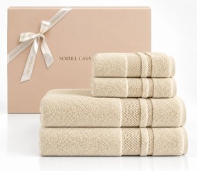 Kit 4 Pçs Toalhas Karsten 100% Algodão Yves c/ Caixa de Presente - Vanilla Vanilla