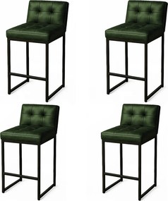 Banqueta Cozinha Alta com Encosto Industrial Kit 4 Preto Lirina PU C05 - D'Rossi - Verde