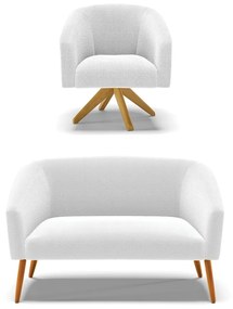 Sofá Namoradeira e Poltrona Giratória MA30 Stella Bouclê D03 - D'Rossi - Off White