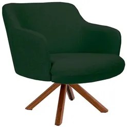 Poltrona Decorativa Giratória Base Giromad Madeira Jade C-117 Linho Ve