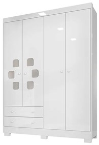 Guarda Roupa Infantil Carinho 4 Portas 2 Gavetas Branco Flex - Incorplac - Branco
