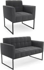 Namoradeira e Poltrona Industrial Preto Ana Bouclé Grafite - Ibiza