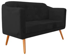 Namoradeira Bruna 1,40 m 2 Lugares Pés Palito Suede Preto
