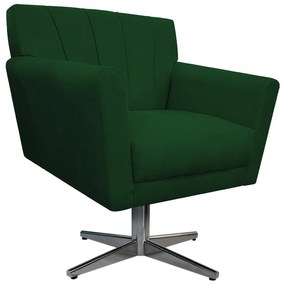 Poltrona Laura Base Giratória de Metal Suede Verde - ADJ Decor