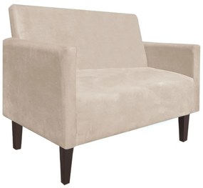 Namoradeira Jade 02 Lugares Suede Bege Pés Chanfrado Tabaco - D'Rossi