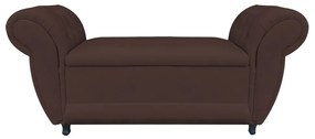 Recamier com Baú Grécia Namoradeira Calçadeira Suede - D'Rossi - Marrom
