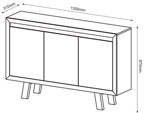 Balcão 3 Portas para Escritório Home Office ME4120 MDP Rustico G69 - Gran Belo