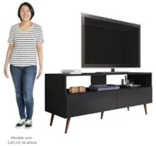 Rack para Sala Bancada de TV 55 Pol 136cm Pés Retrô Senna Z34 Preto -