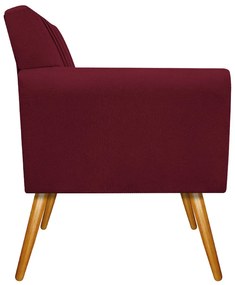 Poltrona Laura Pés Palito Mel Suede Bordô - ADJ Decor