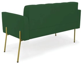 Sofá Namoradeira 2 Lugares Pé de Ferro Dourado Elisa Veludo D03 - D'Rossi - Verde