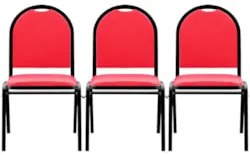 Kit 3 Cadeiras Hoteleiras Auditório Empilhável Sintético Z33 Vermelho
