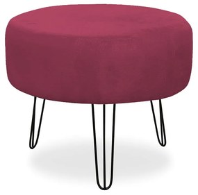Puff Redondo para Sala Chloe Suede Bordô