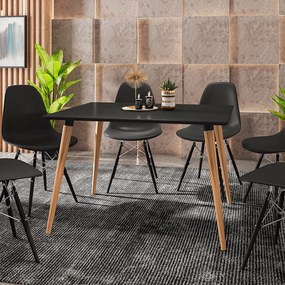 Mesa de Jantar Antonella 120cm Preto Pés Retrô Castanho C02 - D'Rossi