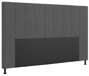 Cabeceira Casal King Cama Box 195cm para Quarto Malibu Suede M11 - D'Rossi - Grafite