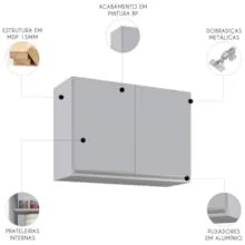 Armário de Cozinha Aéreo 80cm 2 Portas Califórnia Cinza Claro - Lumil