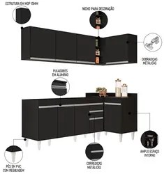 Armário de Cozinha Modulado de Canto Esquerdo 4 Peças CP49 Balcão sem